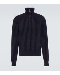 Loewe - Ribbed-knit Wool Half-zip Sweater - Lyst