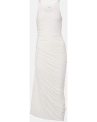 Alaïa - Asymmetric Gathered Jersey Maxi Dress - Lyst