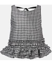 Ganni - Top A Cuadros Con Volantes - Lyst