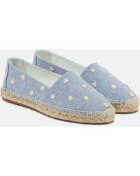 Manolo Blahnik - Susille Embroidered Chambray Espadrilles - Lyst