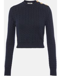 Chloé - Cropped Cable-Knit Cotton Sweater - Lyst