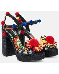 Dolce & Gabbana - 105 Embellished Raffia Sandals - Lyst