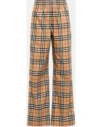Burberry - Vintage Check High-rise Wide-leg Sweatpants - Lyst
