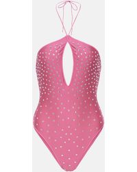Oséree - Embellished Halterneck Swimsuit - Lyst