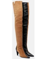 KHAITE - Harvey Leather And Suede Over-The-Knee Boots - Lyst