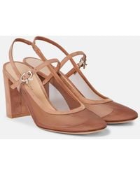 Gianvito Rossi - Francoise 85 Suede-Trimmed Slingback Pumps - Lyst