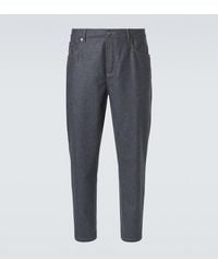 Brunello Cucinelli - Virgin Wool Flannel Straight Pants - Lyst