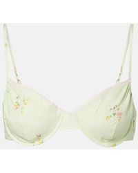 Prada - Floral Lace-Trimmed Cotton Bra Top - Lyst