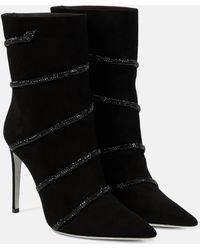 Rene Caovilla - Renã Caovilla Suede Rhinestone Ankle Boots - Lyst