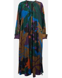 Max Mara - Azzurro Printed Silk Maxi Dress - Lyst