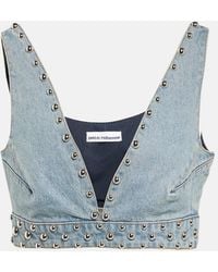 Rabanne - Top Di Jeans Con Borchie - Lyst