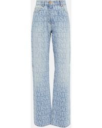 Versace Jeans anchos de tiro medio con logo - Azul