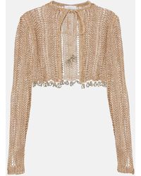 Rabanne - Verzierter Cropped-Cardigan Aus Haekelstrick - Lyst