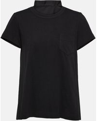 Sacai - Pleated Cotton Jersey T-shirt - Lyst