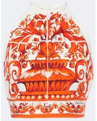 Dolce & Gabbana - Majolica Silk-Blend Crop Top - Lyst