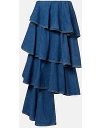 Alaïa - Midirock Spiral Aus Denim - Lyst