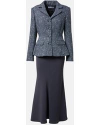 Self-Portrait - Boucle And Crepe Midi Dress - Lyst