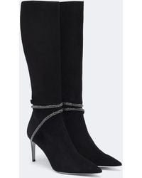 Rene Caovilla - Cleo Embellished Suede Knee-High Boots - Lyst