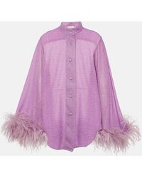 Oséree - Lumiere Plumage Feather-trimmed Shirt - Lyst