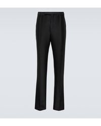 Saint Laurent - Wool And Silk Straight Pants - Lyst