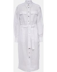 Brunello Cucinelli - Striped Cotton And Silk-blend Shirt Dress - Lyst