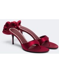 Magda Butrym - Floral-Applique Satin Thong Sandals - Lyst
