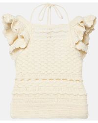 Zimmermann - Waverly Ruffled Crochet Cotton Top - Lyst
