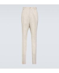 Dolce & Gabbana - High-rise Slim Linen Pants - Lyst