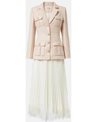 Self-Portrait - Sequined Boucle And Chiffon Midi Dress - Lyst