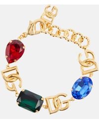 Dolce & Gabbana - Logo-charm Crystal-embellished Bracelet - Lyst
