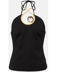 Area - Crystal-Embellished Halterneck Top - Lyst