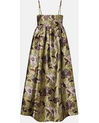 ALÉMAIS - Abito Midi Citron Con Stampa Floreale - Lyst