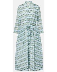 Tory Burch - Bedrucktes Midikleid Aus Seide Und Baumwolle - Lyst