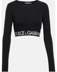 Dolce & Gabbana - Logo Cotton-blend Crop Top - Lyst