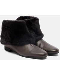 TOTEME - Shearling-Lined Leather Ankle Boots - Lyst