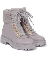 Gianvito Rossi Alaska Shearling-trimmed Leather Boots - Grey