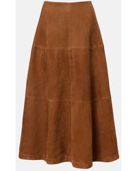 Nour Hammour - Opera Suede Midi Skirt - Lyst