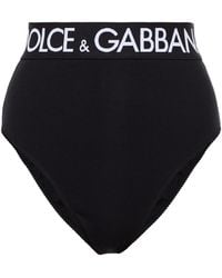 Dolce & Gabbana High-rise Cotton-blend Briefs - Black