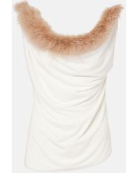 Coperni - Boa Feather-Trimmed Jersey Top - Lyst