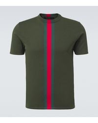 Gucci - Web Stripe Knitted Cotton T-Shirt - Lyst