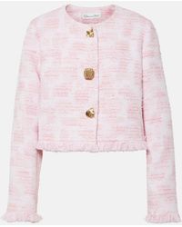 Oscar de la Renta - Fringed Cropped Tweed Jacket - Lyst