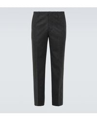 Prada - Wool Flannel Cropped Straight Pants - Lyst