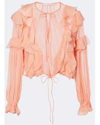 Ulla Johnson - Delfina Ruffled Silk Chiffon Blouse - Lyst