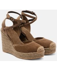 Brunello Cucinelli - Monili 80 Suede Espadrille Wedges - Lyst