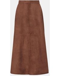 Max Mara - Max Mara Suede Midi Skirt - Lyst