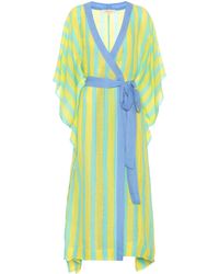 Diane von Furstenberg Gestreifte Tunika mit Leinenanteil - Blau