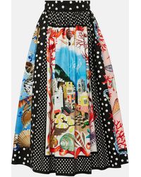 Dolce & Gabbana - Capri Printed Cotton Midi Skirt - Lyst