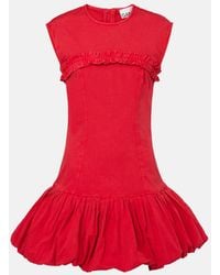 Ganni - Ruffled Cotton-Blend Minidress - Lyst