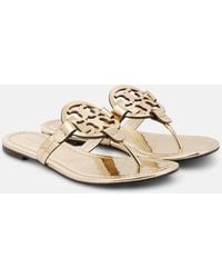 Tory Burch - Sandalen Miller Aus Metallic-Leder - Lyst