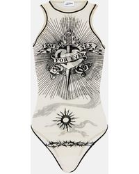 Jean Paul Gaultier - Tattoo Collection Velvet-trimmed Bodysuit - Lyst